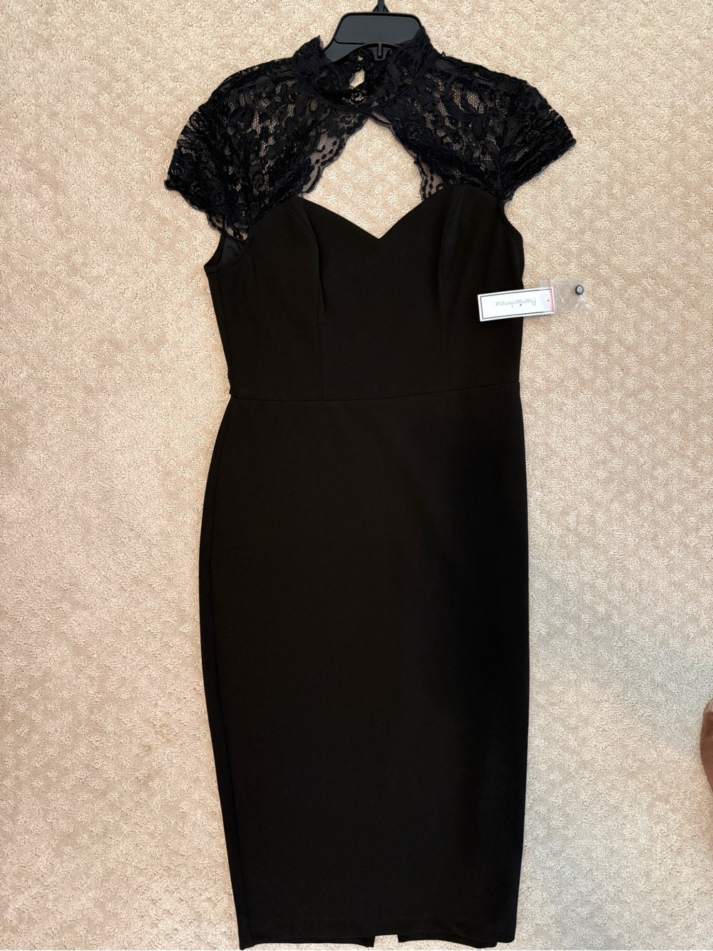 Elegant Black Lace-Shoulder Midi Dress